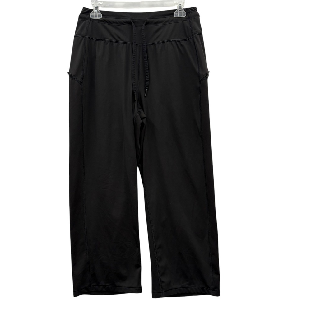Athleta Women's Ultimate Crop Pants Wide Leg Drawstring Pockets Black Size‎ MT